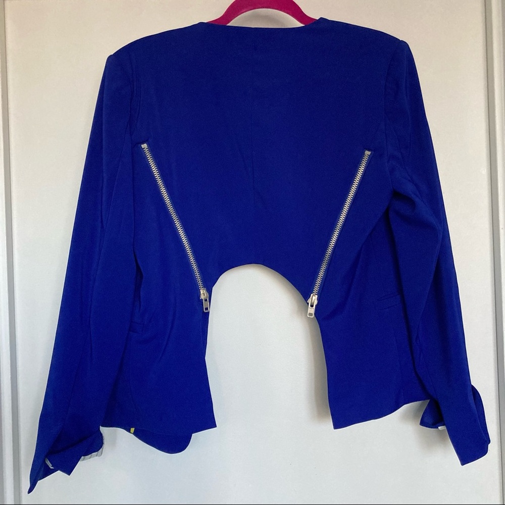 Walter Baker Mullet Blazer Cut out Cropped Back Bright Blue size Medium